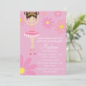 Hübsch Ballerina Dance Party Geburtstag Einladung (Stehend Vorderseite)