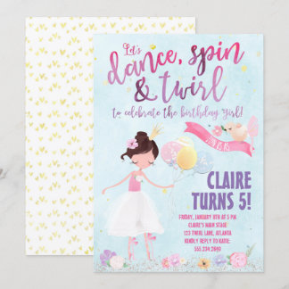 Hübsch Ballerina Geburtstagsfeier Einladung