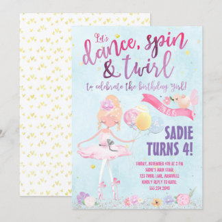 Hübsch Ballerina Geburtstagsparty Einladung