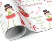 Hübsch Ballerina Personalisiert Weihnachten Geschenkpapier (Rolleneckpunkt)