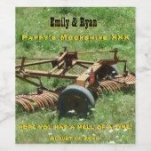 Hübsch, Bauernhof, Hochzeit im Stall, Mondschein Weinetikett (Einzelnes Label)