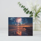Hübsch Beach Fireworks Postkarte (Stehend Vorderseite)