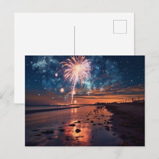 Hübsch Beach Fireworks Postkarte (Vorne/Hinten)