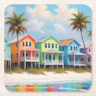 Hübsch Beach Houses Papier Untersetzer