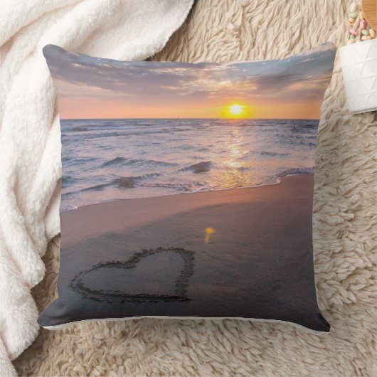 Hübsch Beach Sunset Herzklopfen Kissen (Decke)