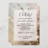 Hübsch Beige Blush Boho Bloral Baby Dusche Einladung (Vorne/Hinten)