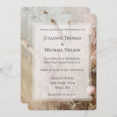 Hübsch Beige Blush Boho Blumenhochzeit Einladung (Vorne/Hinten)