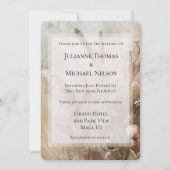 Hübsch Beige Blush Boho Blumenhochzeit Einladung (Vorderseite)