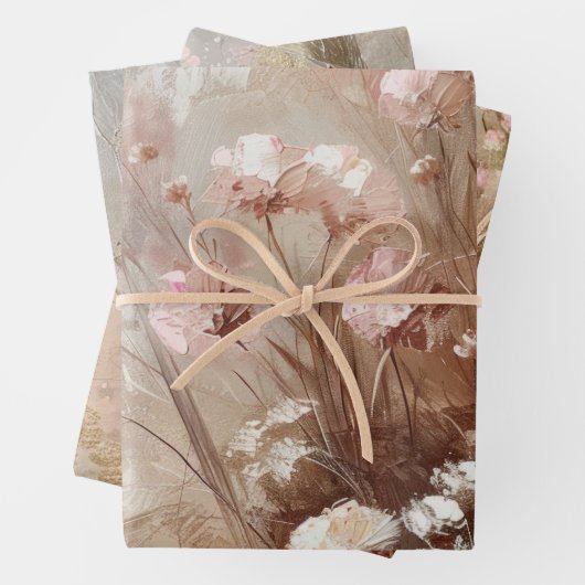 Hübsch Beige Blush Boho Floral Geschenkpapier Set (Beispiel)