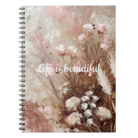 Hübsch Beige Blush Pink Boho Floral Notizblock (Vorderseite)