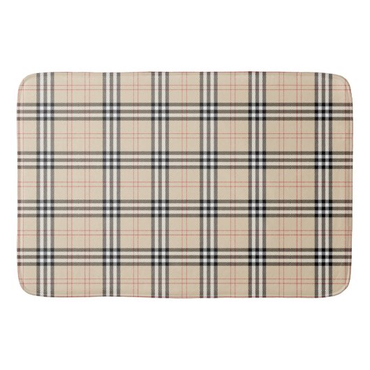 Hübsch Beige Kariert Tartan Badematte (Vorderseite)