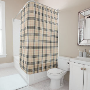 Hübsch Beige Kariert Tartan Duschvorhang