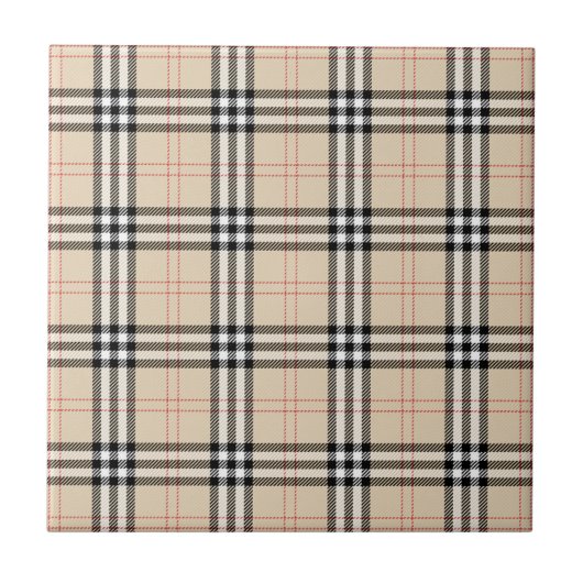 Hübsch Beige Kariert Tartan Fliese (Vorderseite)
