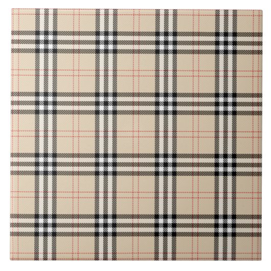 Hübsch Beige Kariert Tartan Fliese (Vorderseite)