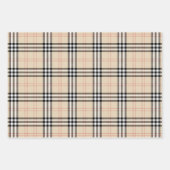 Hübsch Beige Kariert Tartan Geschenkpapier Set (Vorderseite 3)