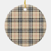Hübsch Beige Kariert Tartan Keramik Ornament (Hinten)