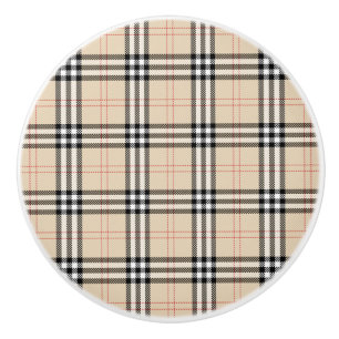Hübsch Beige Kariert Tartan Keramikknauf
