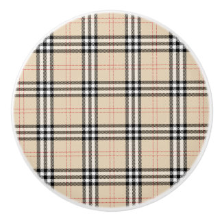 Hübsch Beige Kariert Tartan Keramikknauf