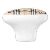 Hübsch Beige Kariert Tartan Keramikknauf (Seitenansicht)