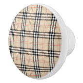 Hübsch Beige Kariert Tartan Keramikknauf (Rechts)