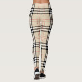 Hübsch Beige Kariert Tartan Leggings (Rückseite)