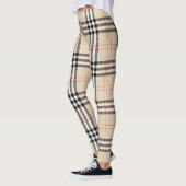 Hübsch Beige Kariert Tartan Leggings (Links)