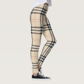 Hübsch Beige Kariert Tartan Leggings (Rechts)