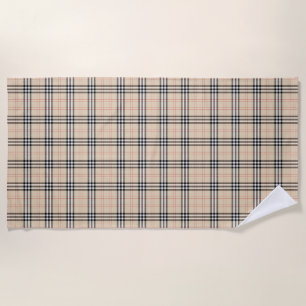 Hübsch Beige Kariert Tartan Strandtuch