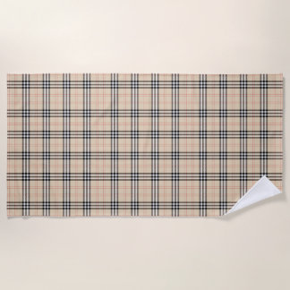 Hübsch Beige Kariert Tartan Strandtuch