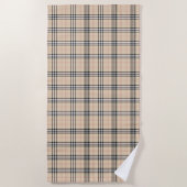 Hübsch Beige Kariert Tartan Strandtuch (Vorderseite)