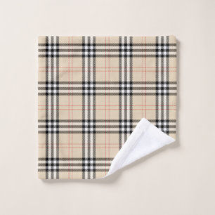Hübsch Beige Kariert Tartan Waschlappen