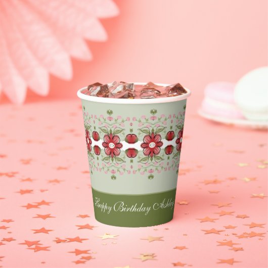 Hübsch Berry Colored Floral Pappbecher (Insitu)