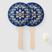 Hübsch besticktes Aussehen Blauer Hand Fans Fächer (Vorne und Hinten)