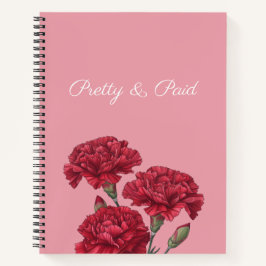 Hübsch & bezahlt mit Carnation Blume Notebook Notizblock