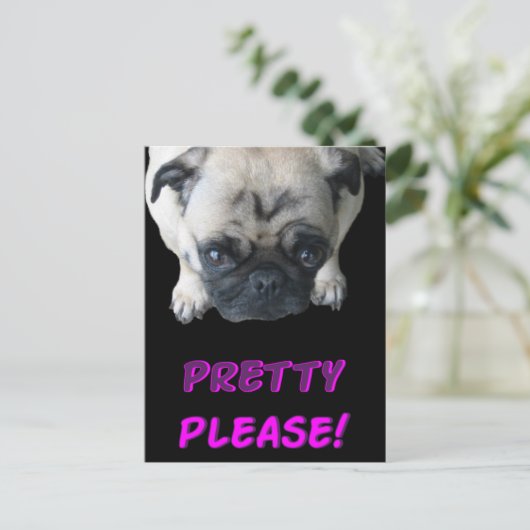 Hübsch Bitte Mops Postkarte (Stehend Vorderseite)