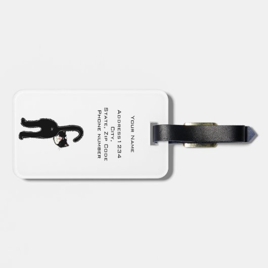 Hübsch Black Cat Personalisiert Gepäckanhänger (Rückseite horizontal)