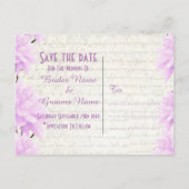 Hübsch blass lila Save the Date Ankündigungspostkarte (Rückseite)