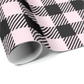 Hübsch, blassrosa und schwarz Büffel Kariert Geschenkpapier (Rolleneckpunkt)