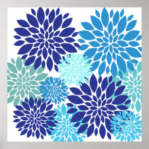 Hübsch Blau Aquamarin Türkische Blume Blumenstrauß Poster