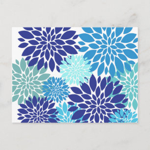 Hübsch Blau Aquamarin Türkische Blume Blumenstrauß Postkarte