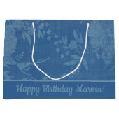 Hübsch Blau auf blauem Blumenmuster Große Geschenktüte (Vorderseite)