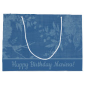 Hübsch Blau auf blauem Blumenmuster Große Geschenktüte (Rückseite)