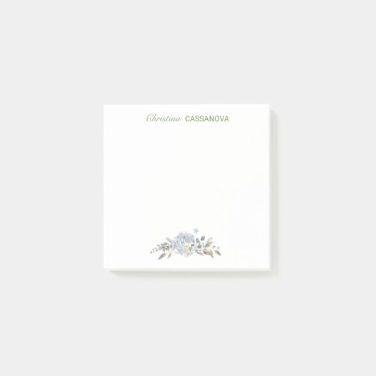 Hübsch Blau-Blütenfarbe Personalisiert Post-it Klebezettel (Vorderseite)