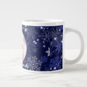 Hübsch Blau, frohe Weihnachten, Schneeflocken, Fot Jumbo-Tasse (Rechts)
