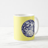 Hübsch Blau-Gelb-Hasen-Kaninchen-Keramik Art Kaffeetasse (VorderseiteRechts)