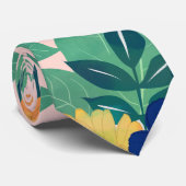 Hübsch-blau-gelbe Blüte und Blattrosa Design Krawatte (Gerollt)