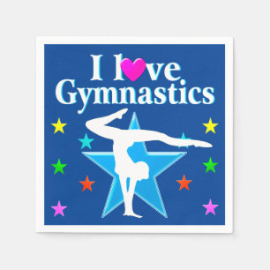 HÜBSCH BLAU I LIEBE GYMNASTICS PARTY NAPKINS SERVIETTE