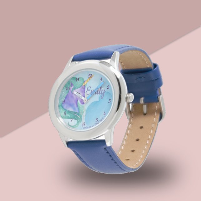 Hübsch | Blau Ich glaube an Einhörner | Kinder | Armbanduhr (Pretty | Blue I Believe in Unicorns | Kids | Watch)