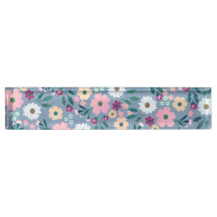 Hübsch Blau-Rosa-Blume Botanisch Namensplakette