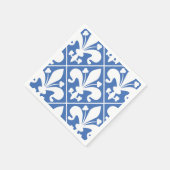 Hübsch Blau und Weiß Flur de Lys Serviette (Ecke)